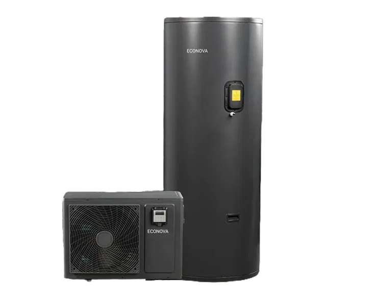 Econova split system hot water heat pump, tank separate from the outdoor compressor